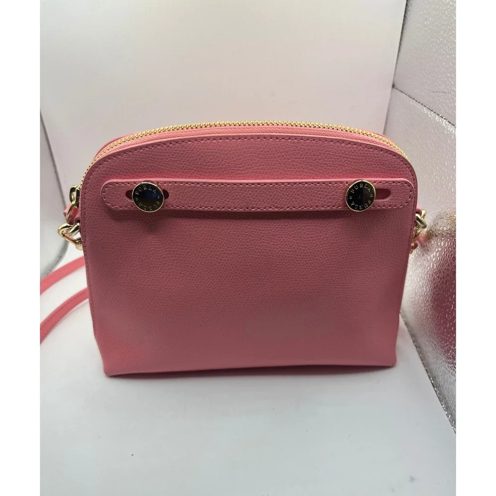 Furla‎ Pink Leather Dome Crossbody Bag Gold Tone Hardware Adjustable Strap